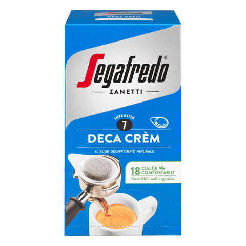 Segafredo Deca Crem Decaffeinated ESE Coffee Paper Pods (6 Packs of 18) - New Front Pack