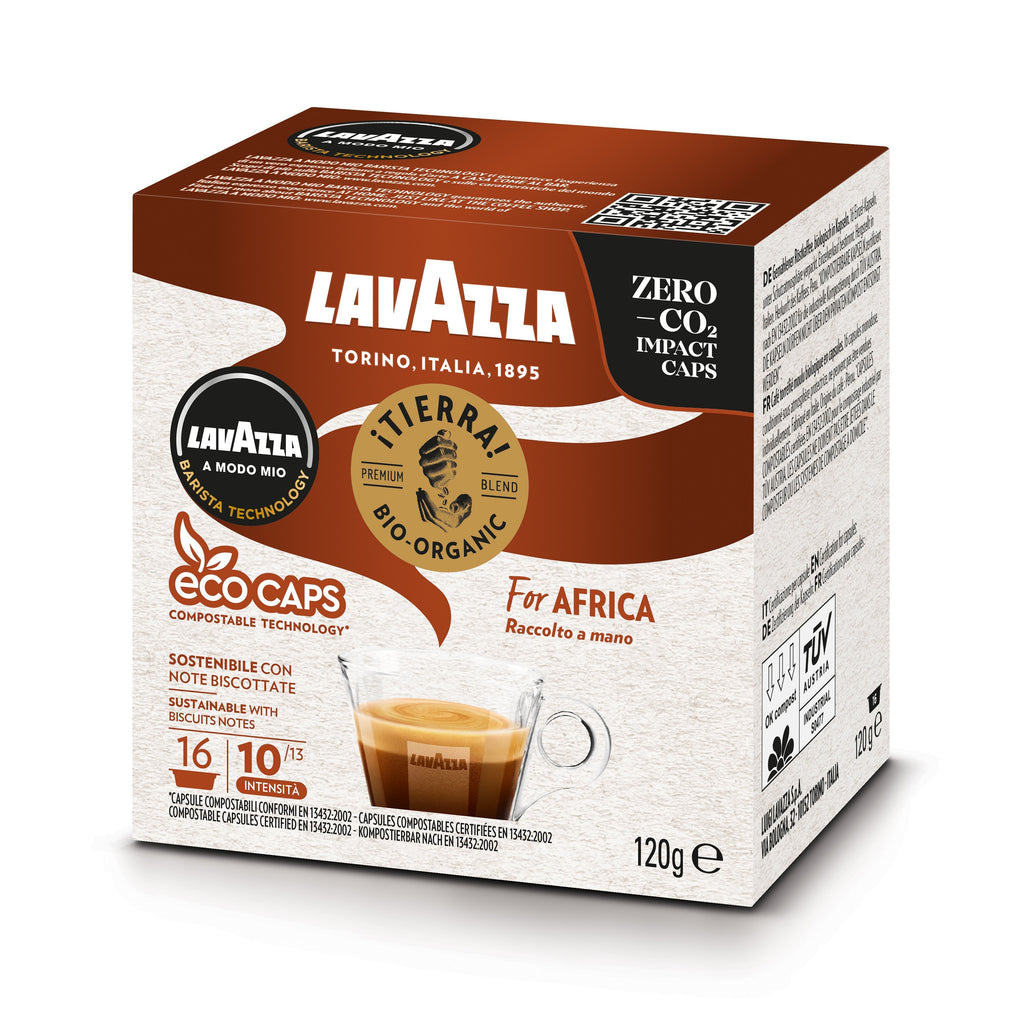 Lavazza A Modo Mio Tierra Bio for Africa ECO CAPS Coffee Capsules 4 Packs of 16