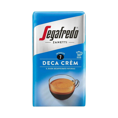 Segafredo Deca Crem 250g Decaffeinated Ground Coffee - 4 Packs of 250g - New Front-Facing Pack
