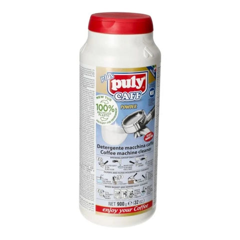 Puly Caff coffee machine cleaner powder – 900g tub for espresso group head cleaning.
