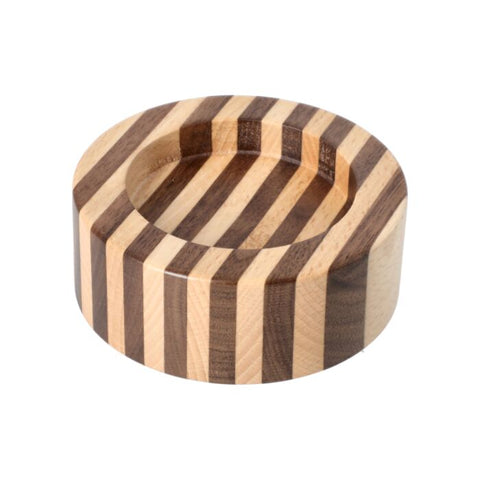 Motta 58mm Wooden Tamper Holder features a striped wood pattern 