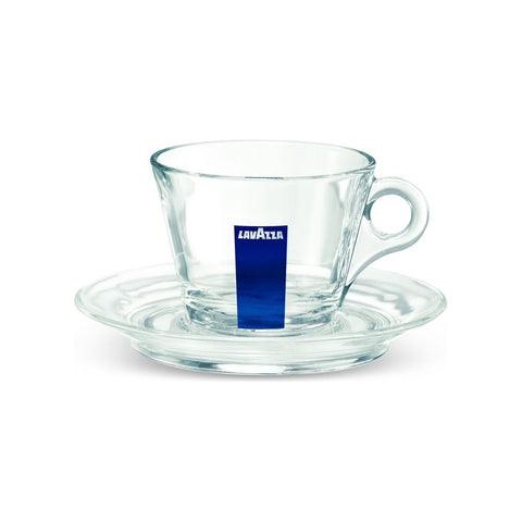 Lavazza 1x 160ml Cappuccino Glass Cup & Saucer