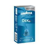 Nespresso Compatible Lavazza Dek 20 Aluminium Capsules (2 Packs of 10) Left-Tilted Pack
