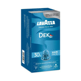 Nespresso Compatible Lavazza Dek 30 Coffee Capsules (Maxi Pack) Left-Tilted Pack