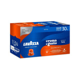 Nespresso Compatible Lavazza Crema e Gusto Forte 30 Aluminium Capsules (Maxi Pack) Left-Tilted Horizontal Pack