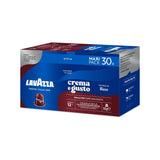 Nespresso Compatible Lavazza Crema e Gusto Ricco 30 Aluminium Capsules (Maxi Pack) Right-Tilted Horizontal Pack