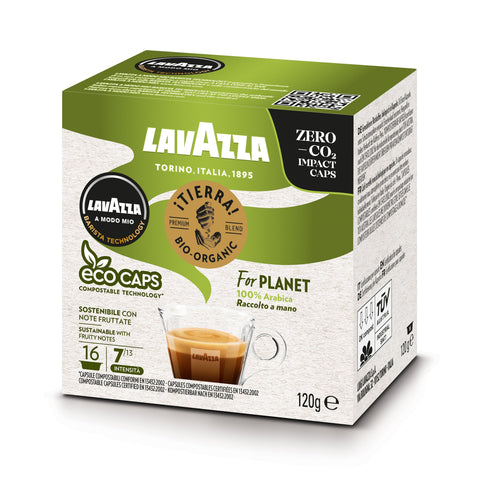 Lavazza A Modo Mio Tierra Bio for Planet ECO CAPS Coffee Capsules (5 Packs of 16) Right Pack