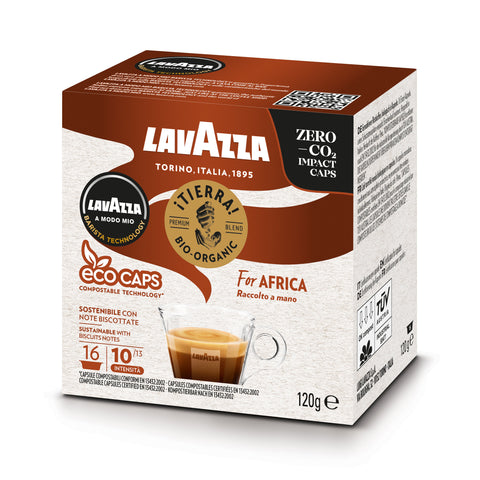 Lavazza A Modo Mio Tierra Bio for Africa ECO CAPS Coffee Capsules (2 Packs of 16) Right Packet