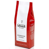 A red and white package of Gaggia Intenso coffee beans.